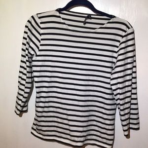 Saint James cotton tee in white and black stripe